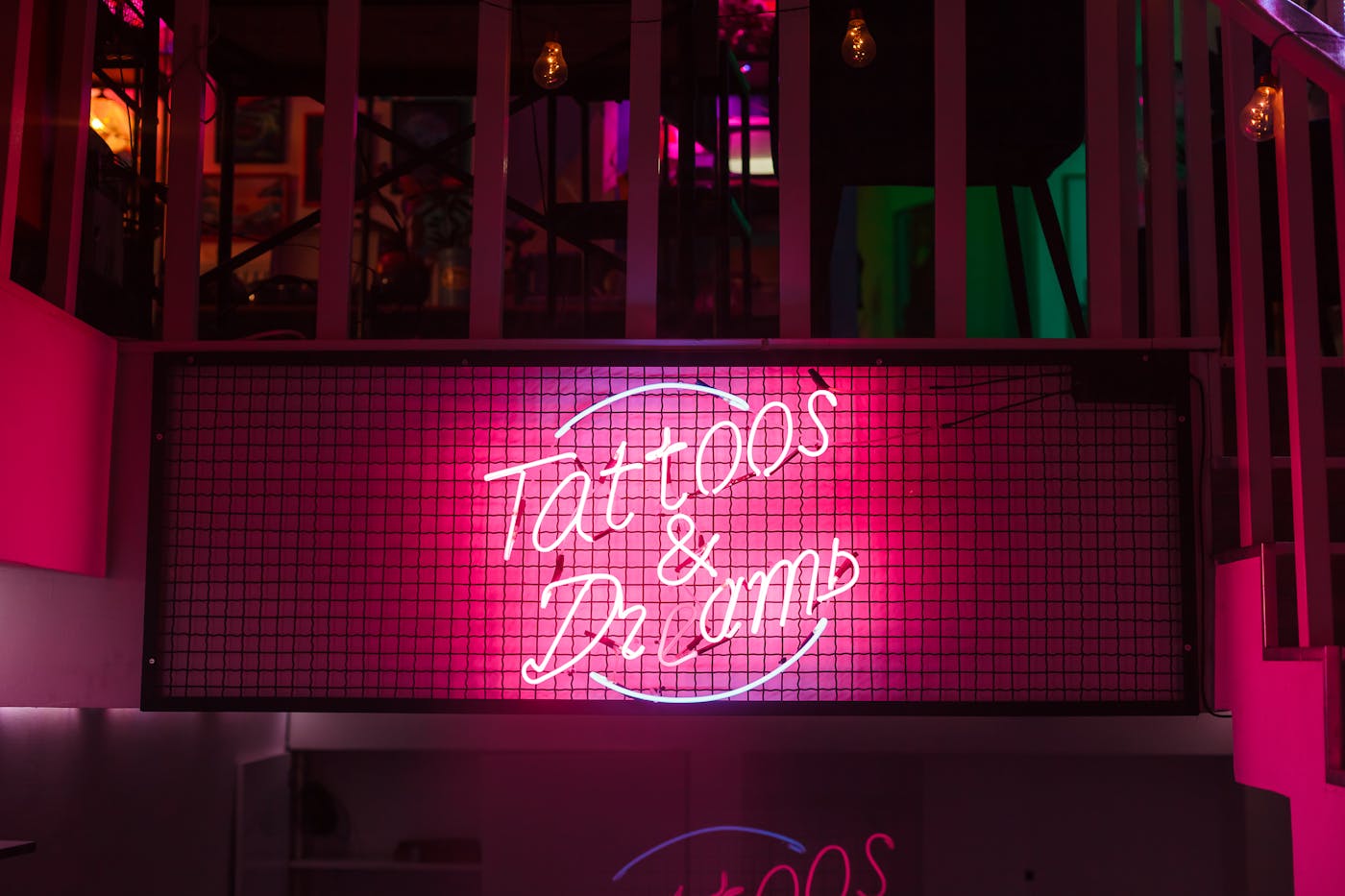 Neon sign inside the tattoo studio